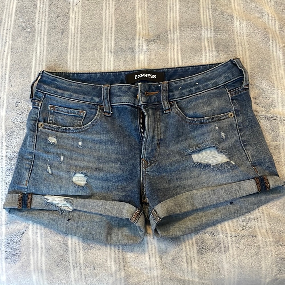 Express denim shorts, shortie, relaxed low rise